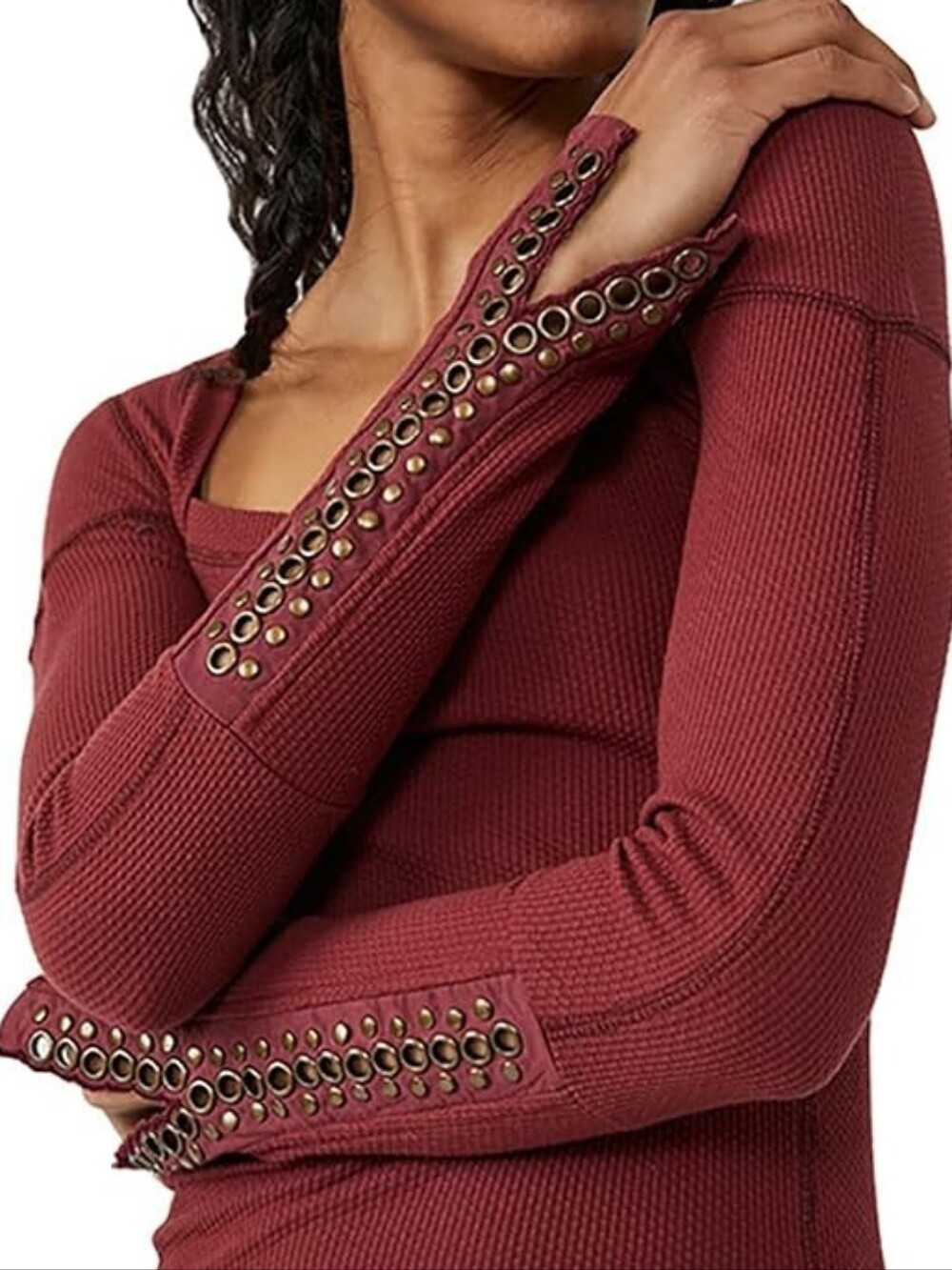 Free People A little rebellious Thermal Top in red jasper Size L
